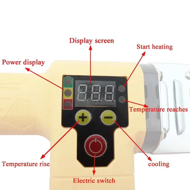 Portable Digital Display PPR Water Pipe Hot Melt Device 50mm Plastic Pipe Hot Head Welding Machine For Dewalt 18V Li-ion Battery