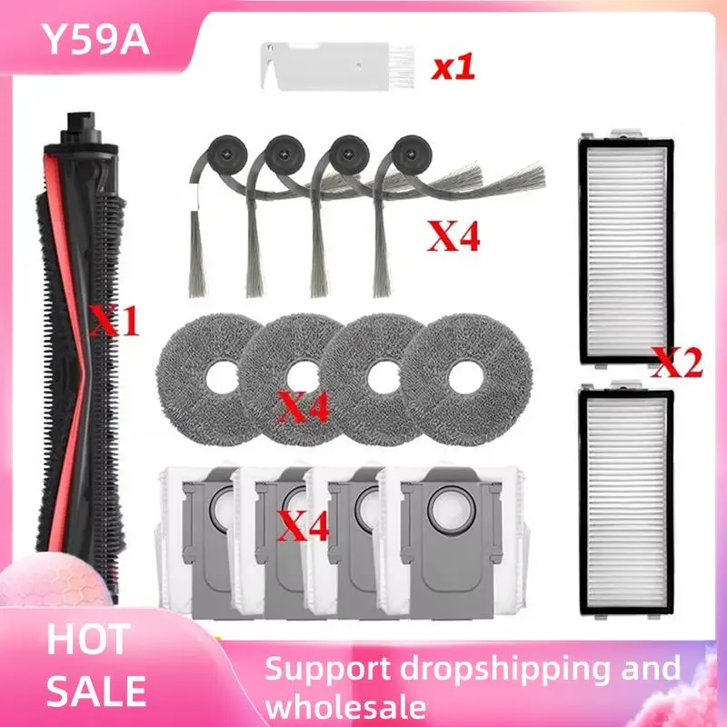 

Y59A For Roborock Saros Z70 Main Side Brush Filter Mop Pad, Dust Bag Anti Entanglement