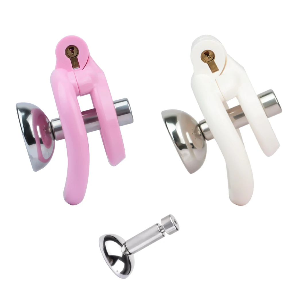 Resin Male Chastity Cage with Detachable Metal Urethral Inverted Catheter Sissy Flat Cock Cage BDSM Sex Toys for Men Penis Lock
