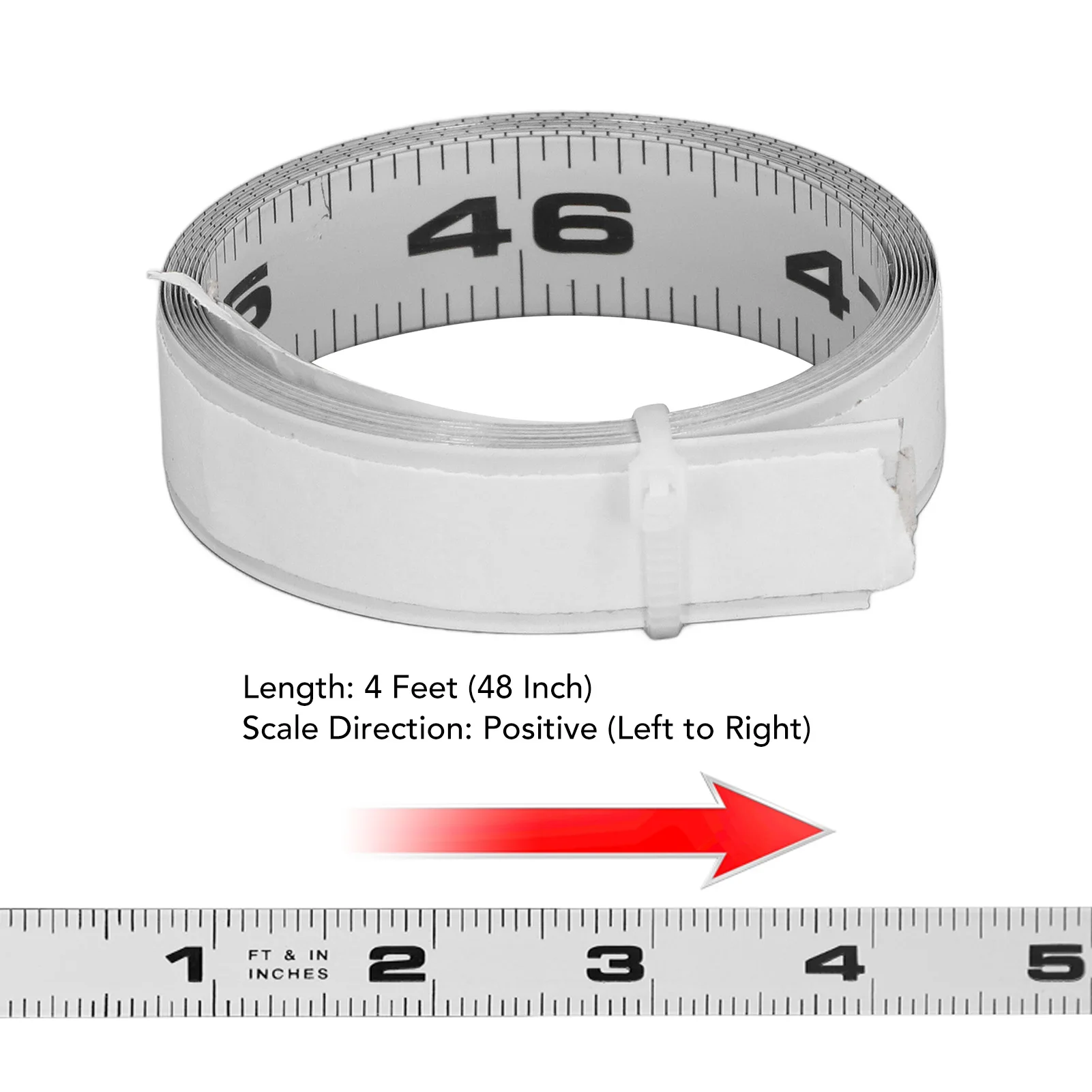 Self Adhesive Measure Tape 4FT 48 Inch Left To Right Cuttable Adhesive Measuring Ruler For Work Bench Saw Table