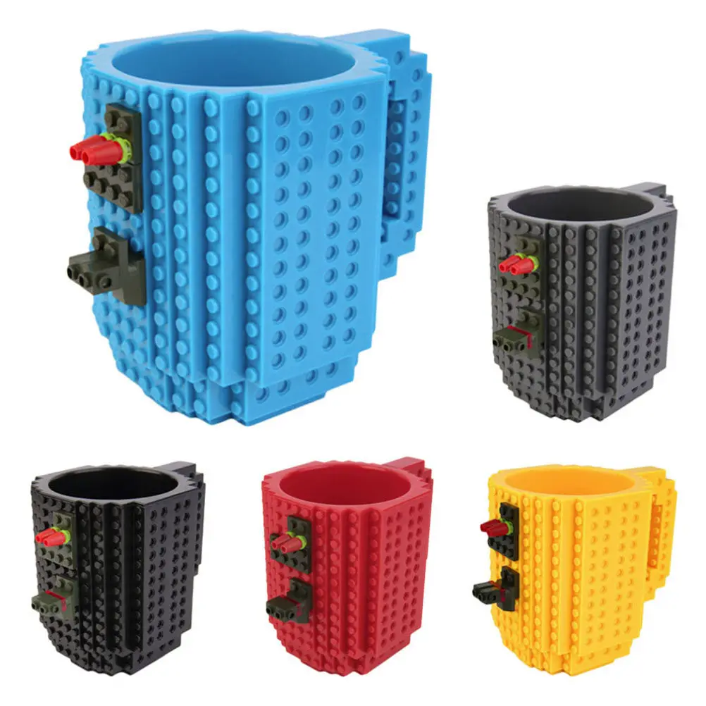 

Red Build-on Brick Coffee Mug DIY Puzzle Cup Assembly Compatible with Blocks Mega Blocks Brick Fun Creative Drink Cup