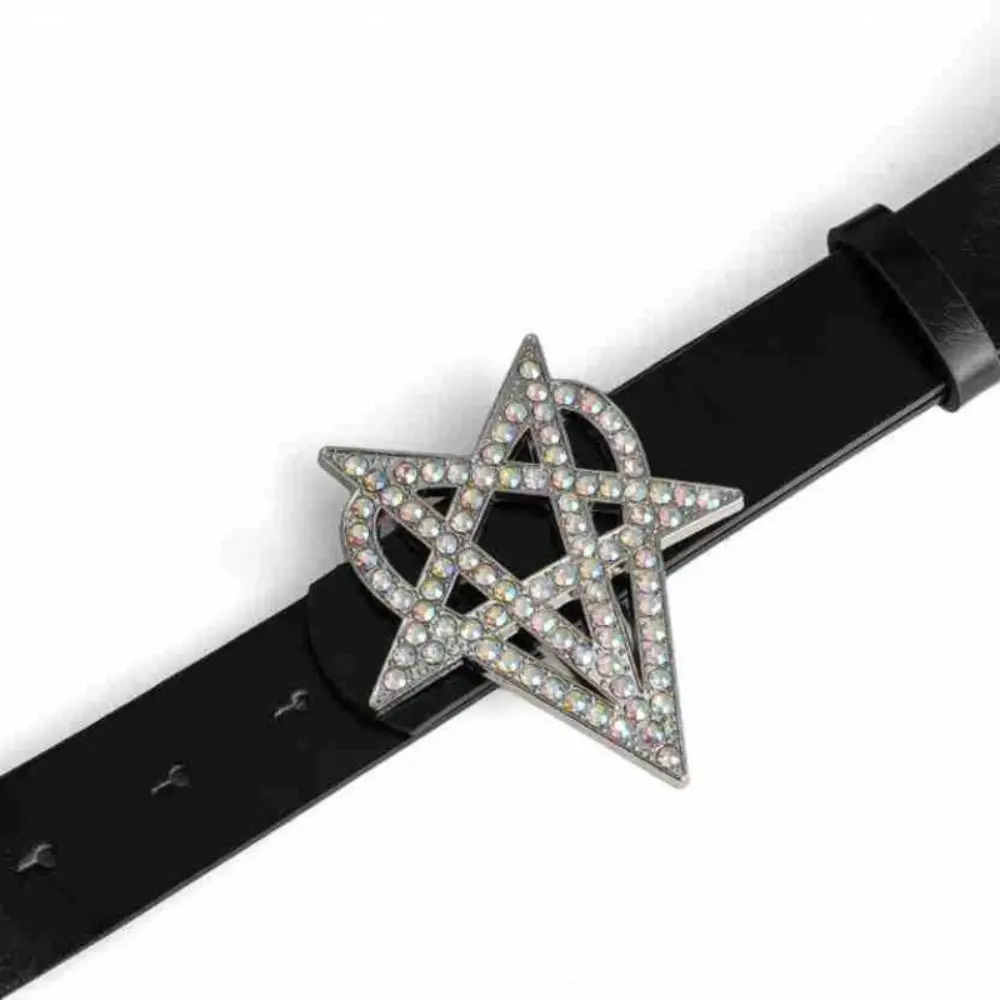 

Модный панк-ремень с пентаграммой, регулируемый готический кожаный пояс в стиле хип-хоп Y2K для женщин и мужчин