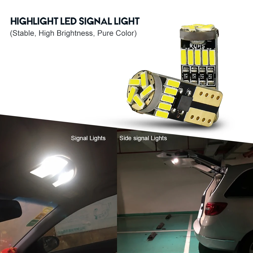2Pcs W5W WY5W 5W5 192 194 168 LED 15 LED  For Car Auto Wedge Interior Light Dome Map Trunk Lamp 12V