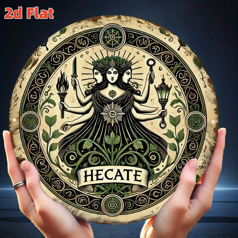 

2D Flat HecateGoddess EmblemGreek Mythology Collection Display, Night Charm Wall Art , Room Space Art DecorationSignor Halloween