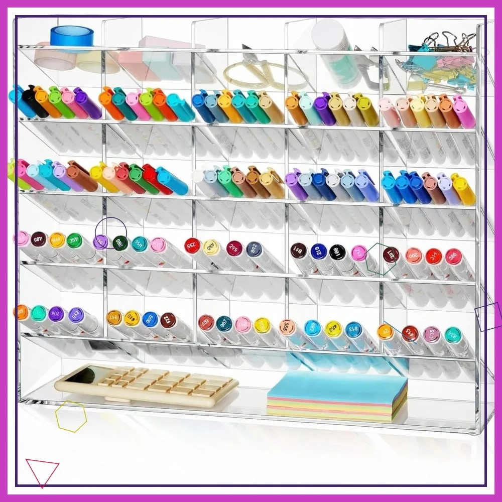 

Acrylic Pen Organizer Storage for 300 Markers, Vertical Display Holder for Desk, Clear, 15x4x12.4 Inch