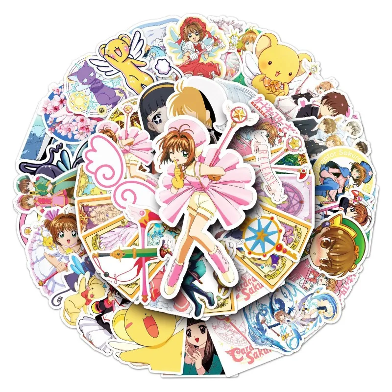 50pcs Card Captor Sakura Anime Cartoon Graffiti Girl Water Cup Notebook Luggage Desktop Stationery Skateboard Decoration Sticker