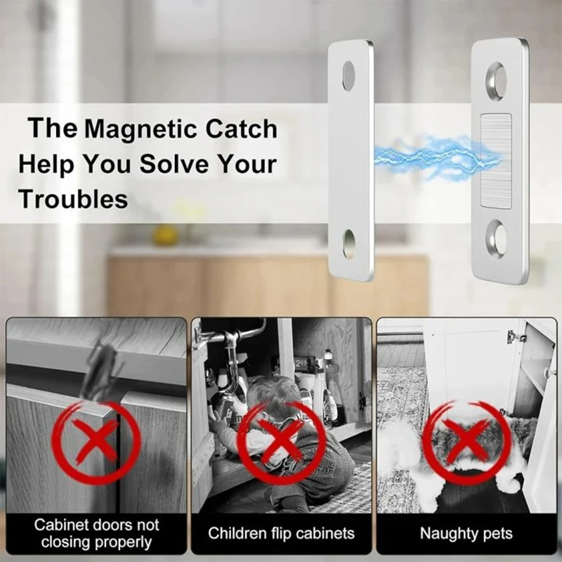 Magnetic Cabinet Catches Ultra Thin Door Strong Magnets Stopper Invisible Adhesive Drawer Magnet Lock for Kitchen Closet Closer image 6
