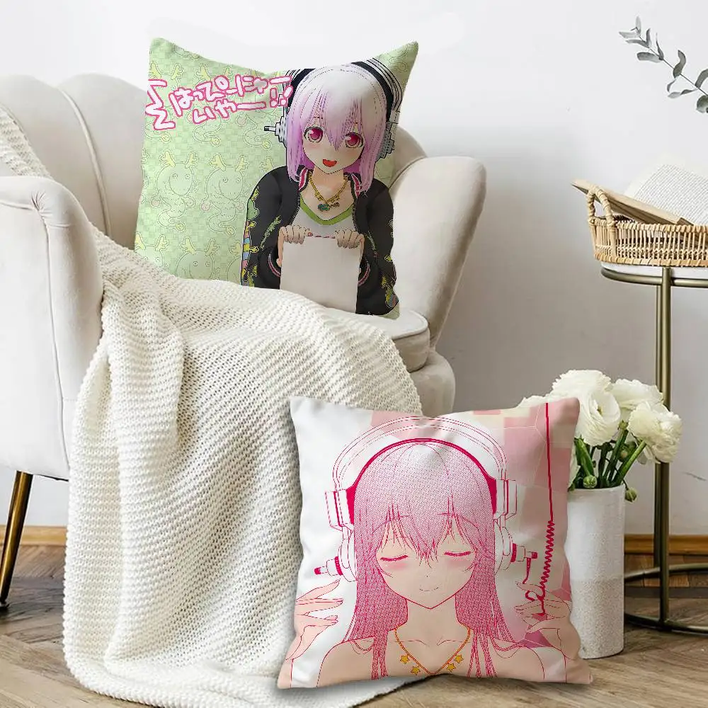 S-Super Sonico Cushion Cover Pillow Cover Decor Pillowcase Printed Cushion Case for Couch