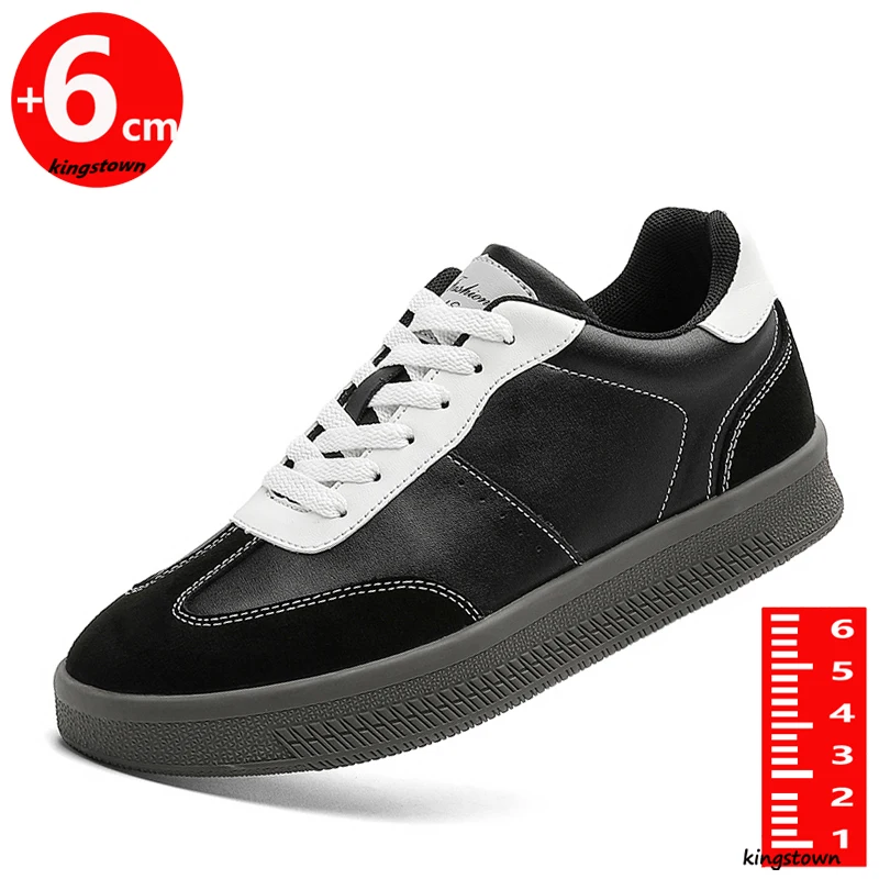 Men's Leather Business 6CM Hidden Elevator Height Increase Oxford Lace-Up Shoes Plus Size 38-44