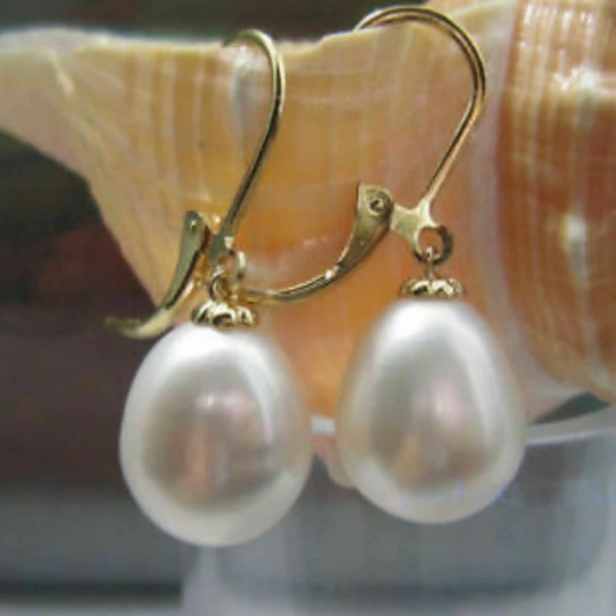 10-12mm Fashion natural white south Sea Pearl 14k gold earrings Diy Freshwater Lucky Halloween Cultured New Year Aquaculture