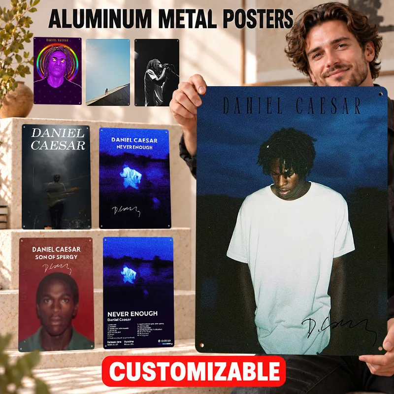 Daniel Caesar Textured Metal Posters Bold Decorative Graphic Home Office Wall Art Personalized Aluminum Sign Record Lover Gift