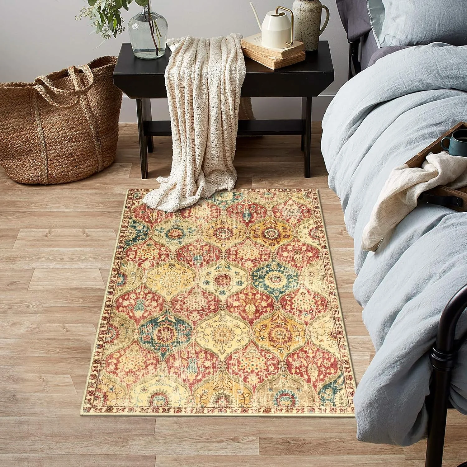 

Washable Rug, Bathroom Rugs for Kitchen Entryway, Non-Slip Indoor Door Mat Ultra-Thin, Small Oriental Throw Carpet for Bedroom