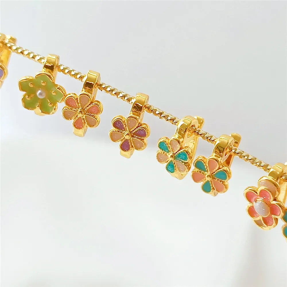 

18K Gold-plated Cloisonne Oil-drip Flower Finishing Clasp Diy Bracelet, Necklace, Pendant Clasp, Hook Clasp Accessory