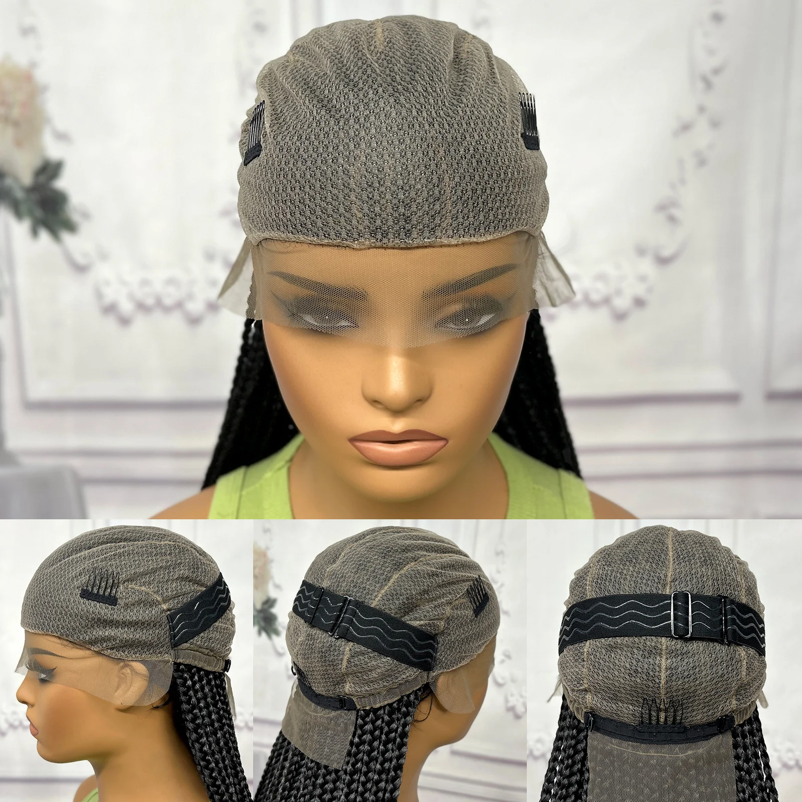 Perucas trançadas de cornrow para mulheres negras, tranças sintéticas de renda completa, peruca com cabelo de bebê, trança frontal, perucas para mulheres negras