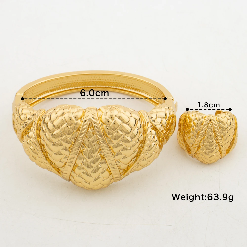 Bangle Jewelry Set for Party Weddings Engagement Copper Bracelet and Cuff Ring Set for Anniversary Gifts