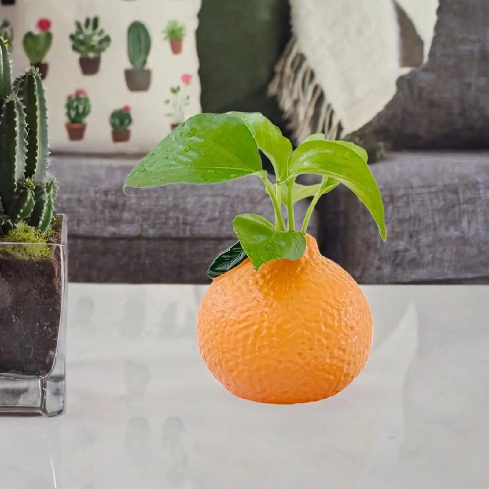 Hydroponic Vase Table Centerpieces Desk Plant Pot Orange Shaped Flower Vase for Office Living Room Fireplace Wedding Side Table