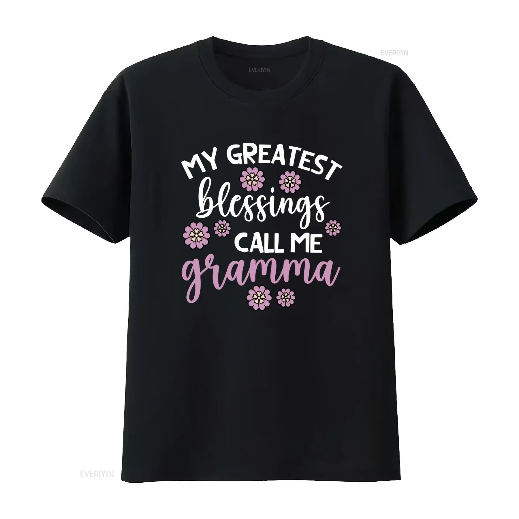 Cute Floral Greatest Blessings Call Me Gramma Quote Print Casual T Shirt vintage Washed Versatile Stylish fashion graphic