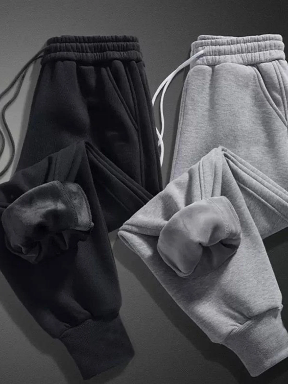 

Men's Fce Lined Thiened Casual Loose Winter Cotton Pants Autumn Winter Warm Outerwear Trendy Long Trousers Low Elastici