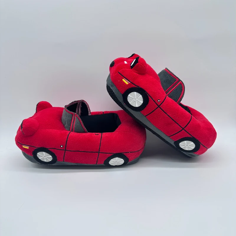 Highland  Red Car Plush Slippers Fun Vehicle Shape Stuffed Shoes Indoor Slippers Women Men Warm House Slipper Christmas Gifts