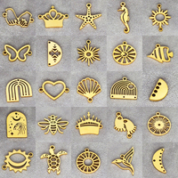 3pcs Mini Sun/Fish/Heart/Shell/Star/Insect Accessories Fit Necklace Connector Charms For Jewelry Making Stainless Steel Pendant