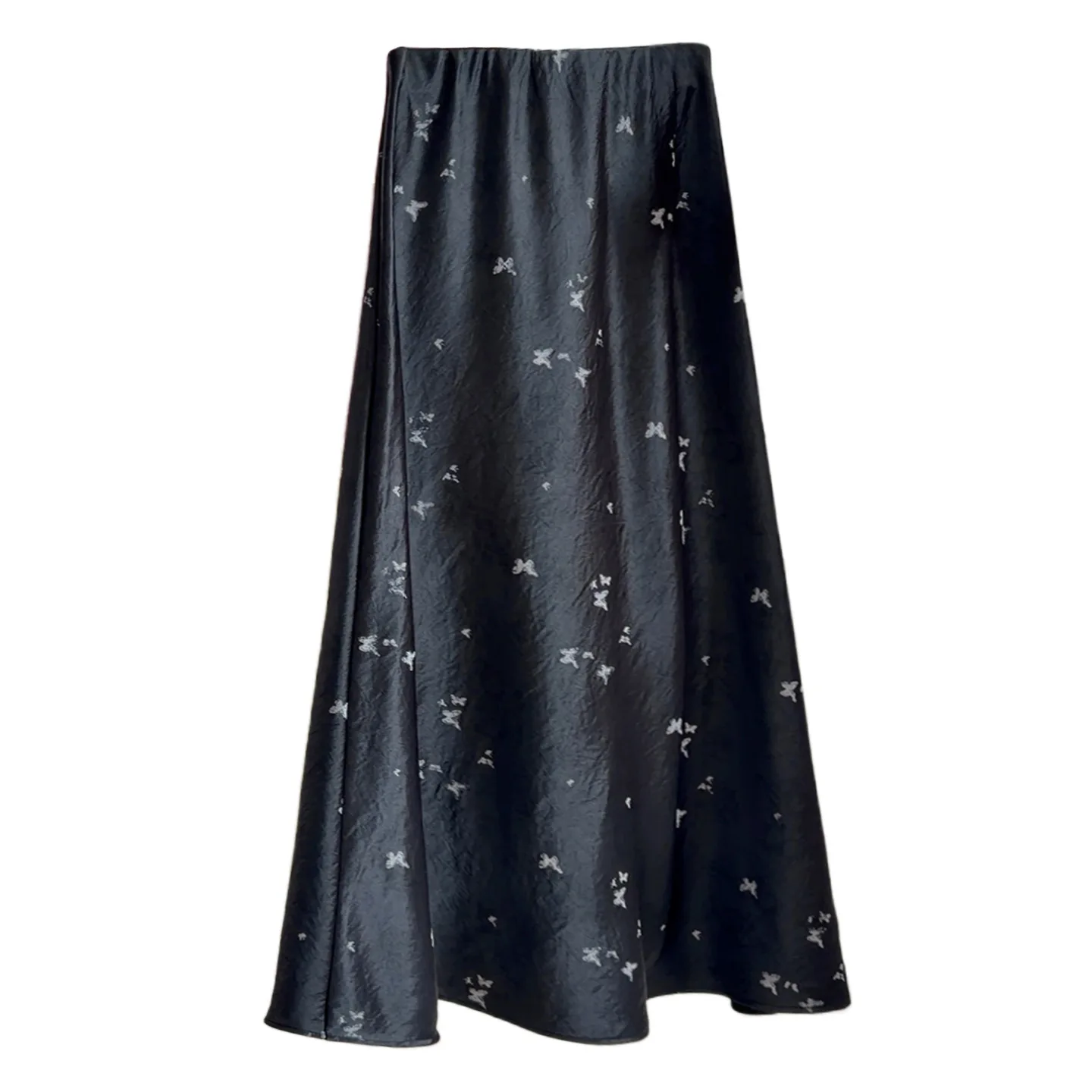 ALPHALMODA New Chinese Style, Satin Acetate Skirt, for Women, Retro, High Waist, Slimming a Line, Butterfly Jacquard, Skirt