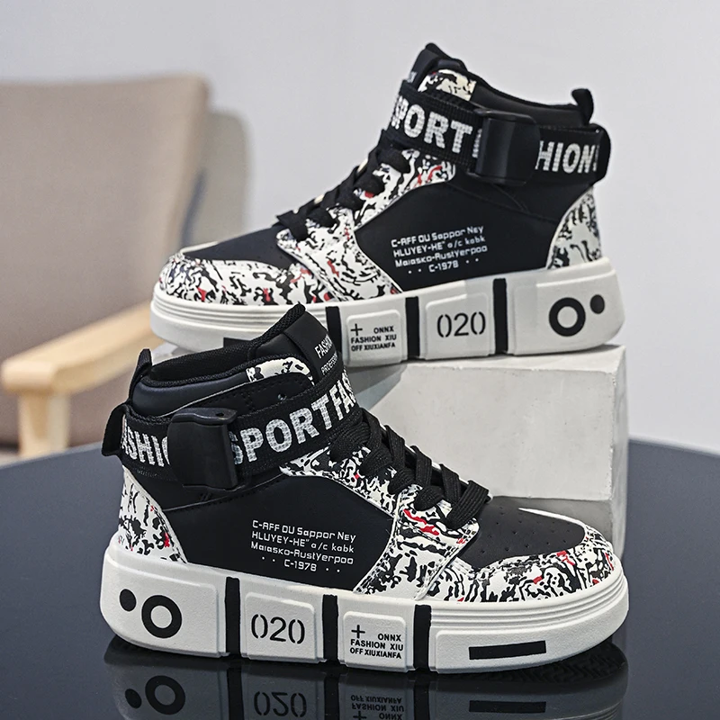 

Children Fashion Sports Shoes High Top Board Shoes for Boys Non-slip Casual Shoes Comfortable Student Kids Outdoor Sneakers