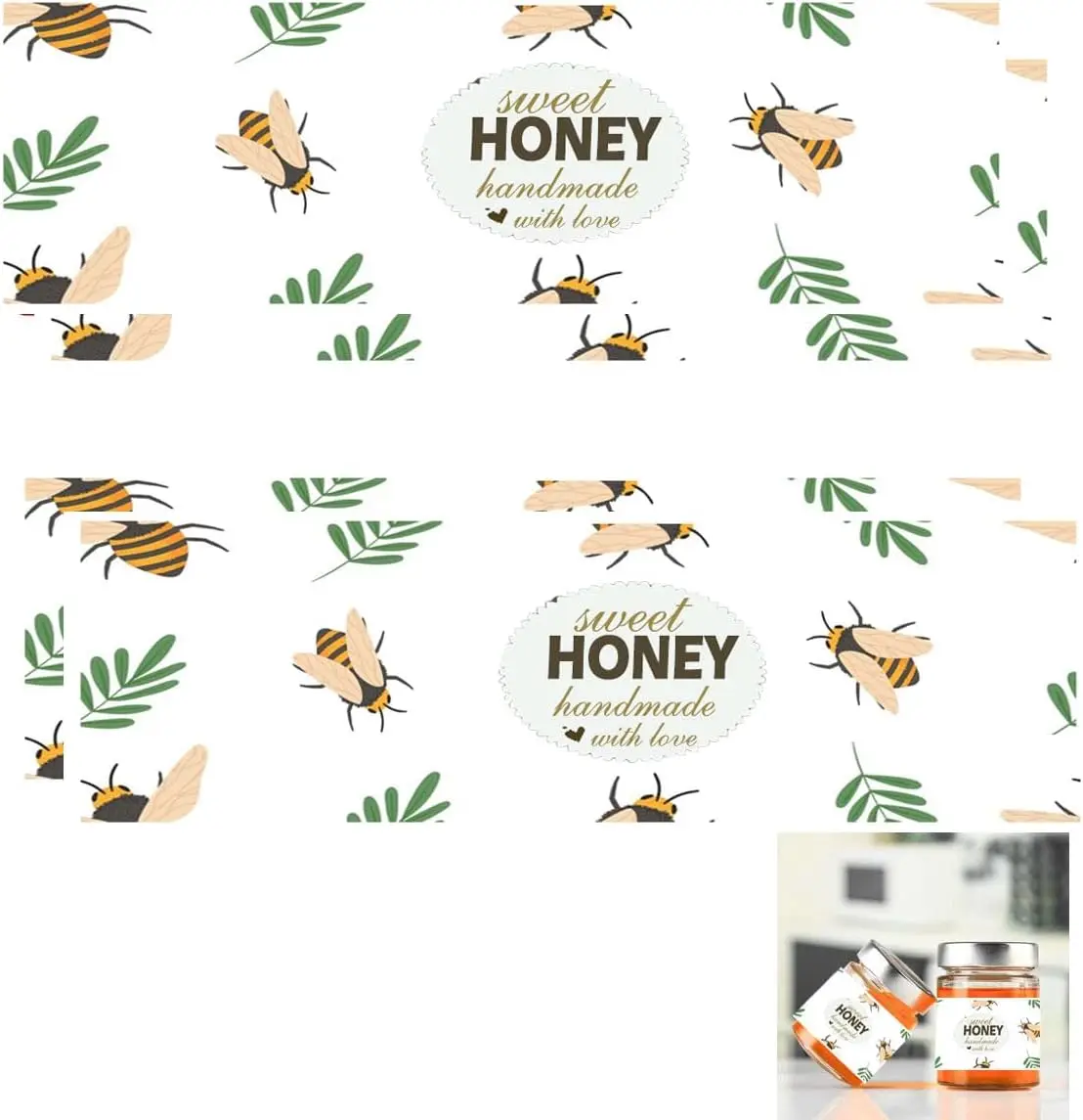 48PCS Honey Jar Stickers Labels 2×5 Inch Sweet Honey Handmade with Love Stickers for Baby Showers,Wedding Favors,Honey Jar