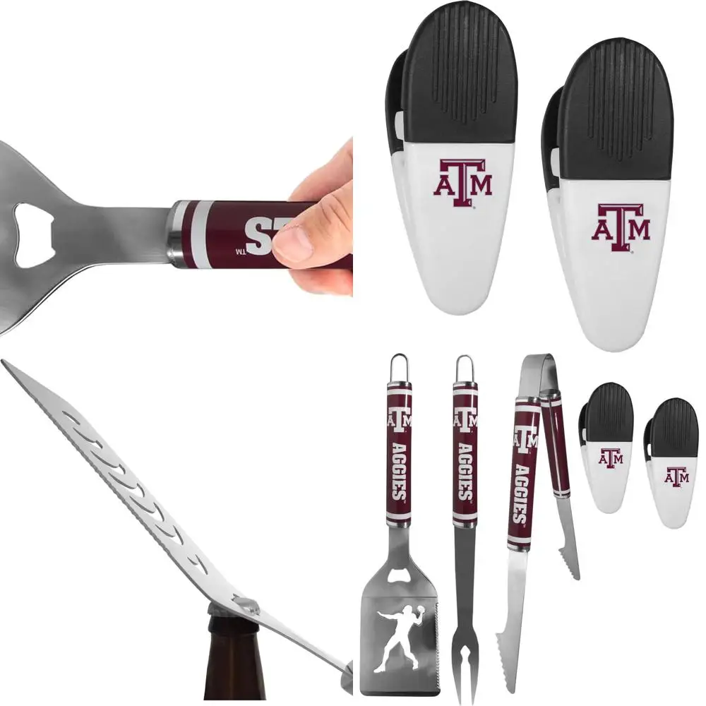 

Texas A&M Aggies 3-Piece Steel BBQ Tool Set with Chip Clips, Team Color, One Size