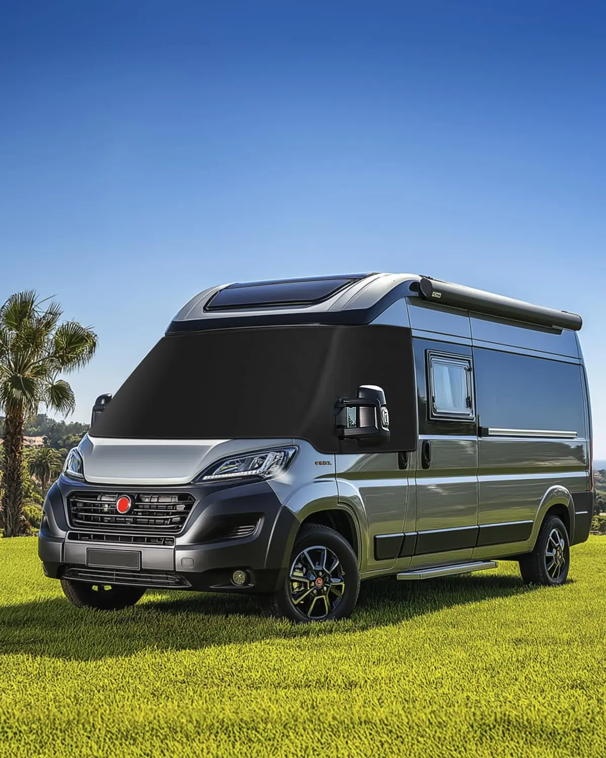 Copertura per parabrezza 3-in-1 per camper Ducato, parasole per parabrezza anteriore, rimozione di ghiaccio e neve, protezione estiva, anti-UV, resistente ai graffi, con chiusura magnetica, borsa per