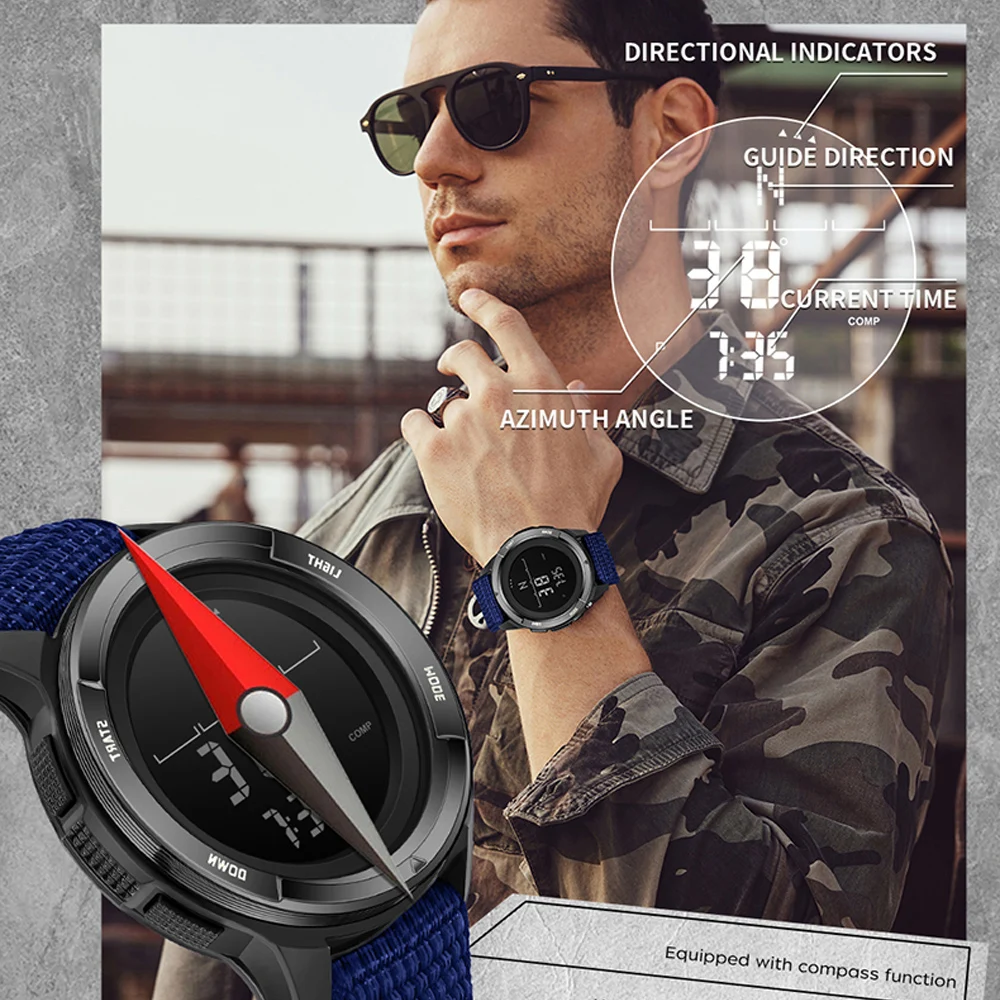 SANDA Orologi elettronici di marca Sport da uomo Contapassi multifunzionale Bussola Orologio da uomo impermeabile Orologio da polso con allarme metronomo