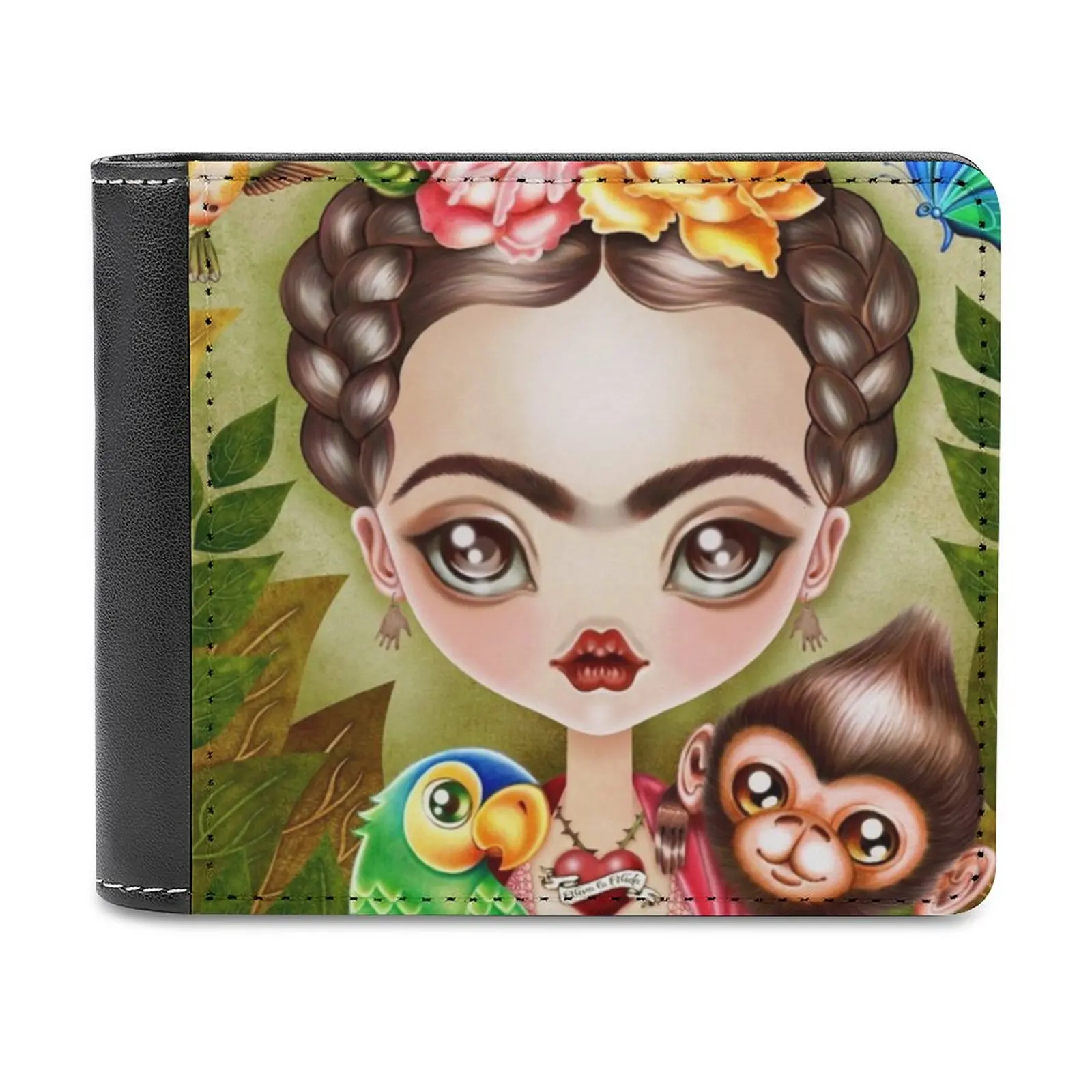 Mystic Forest Leather wallet men's wallet diy personalized purse father's day gift Pattern Woodland Mystic Personalized Wallet