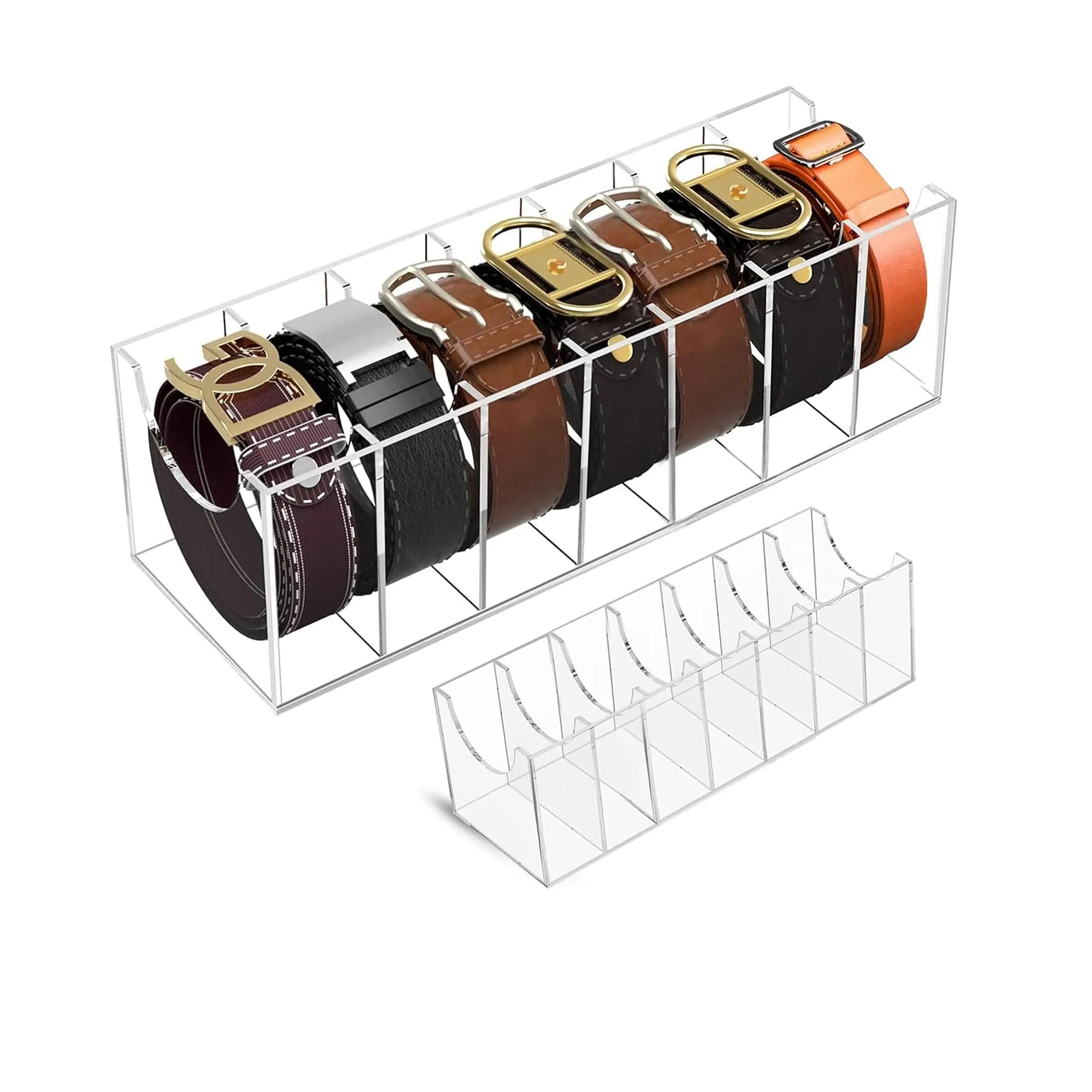 

Acrylic Belt Organizer for Closet Clear Storage Holder Multipurpose Display Case for Makeup,Jewelry,Watches,Bow Tie,Bracelets