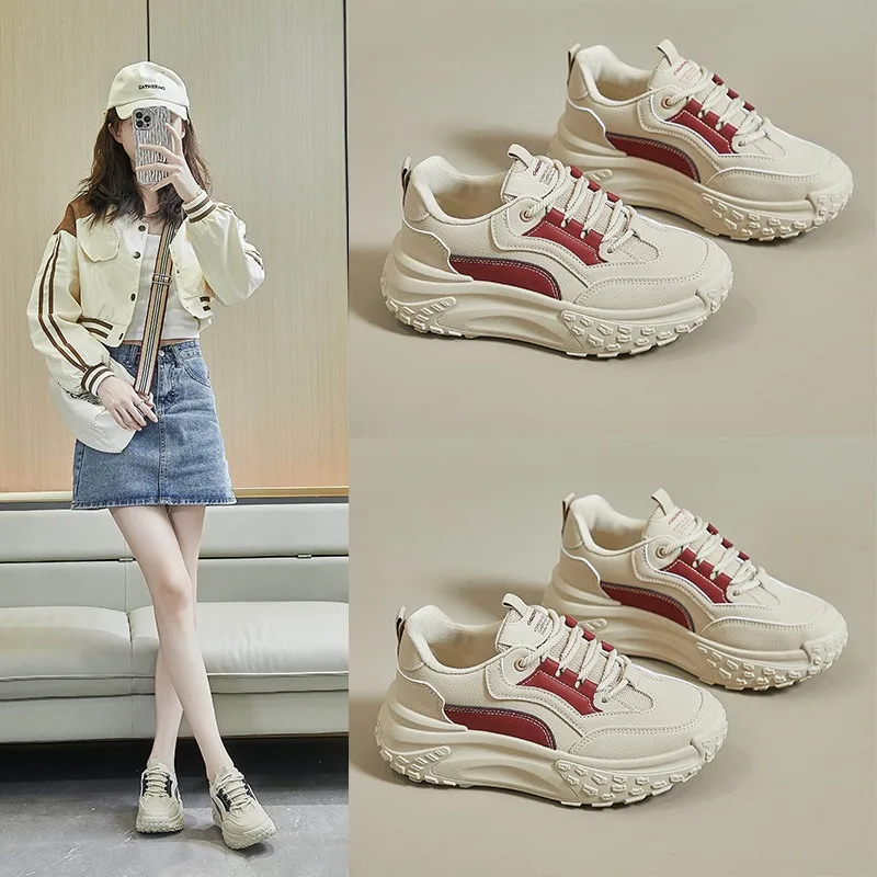 Koreaanse Trend Dames Kleine Witte Schoenen Lente Nieuwe Ademende Platform Sneakers Oude Vader Schoen Student Board Schoenen Zapatillas Mujer