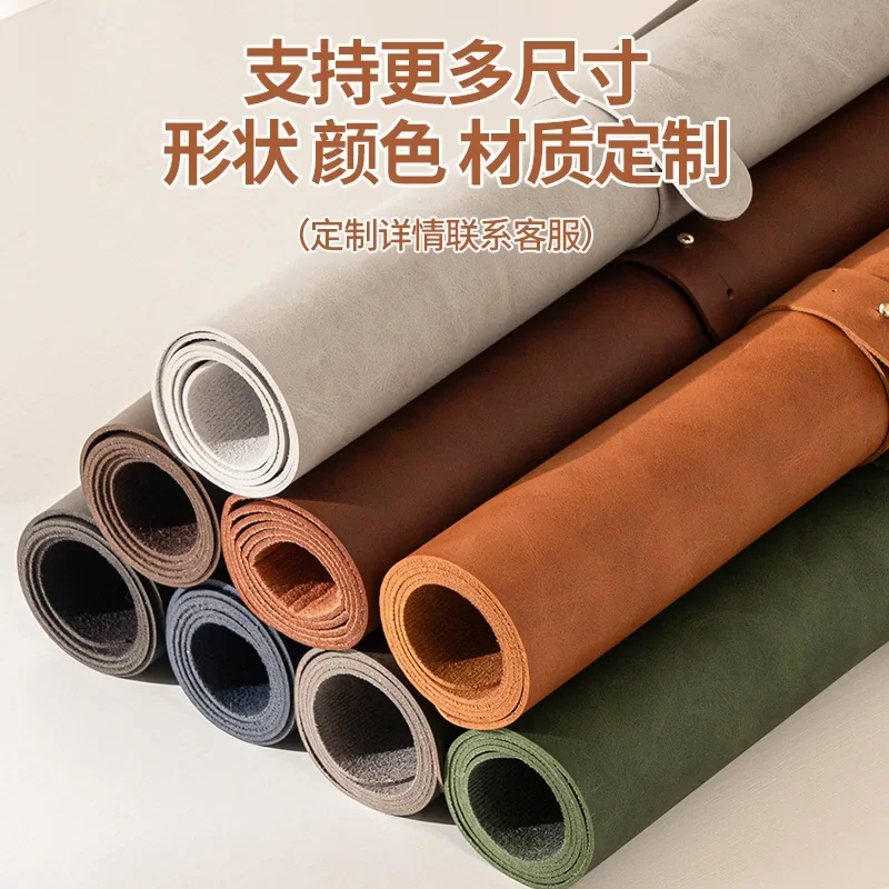 Large crazy horse grain leather desk mat waterproof non slip keyboard mouse pad for office workstation
