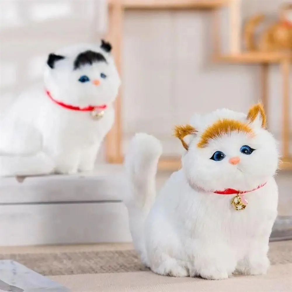 

Kawaii Fluffy Simulation Cat Plush Toy Cute Comfortable Plush Cats with Sound Soft Cartoon Imitation Cat Plush Doll Kids Gift