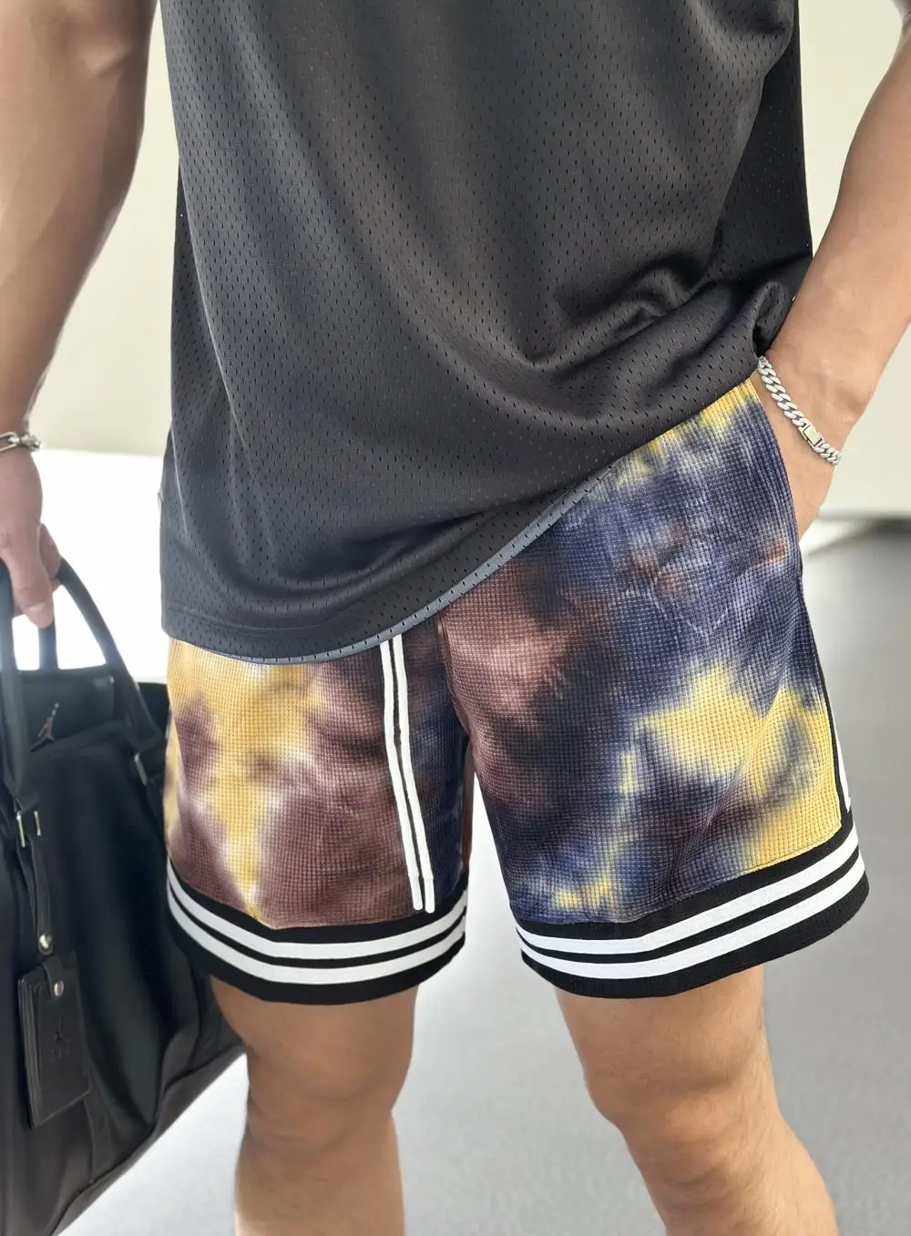 Men Shorts Vintage Hip-Hop American tie-dye Beach Pants Shorts Oversize Men Summer Loose Casual Pants Clothing Casual Short Punk