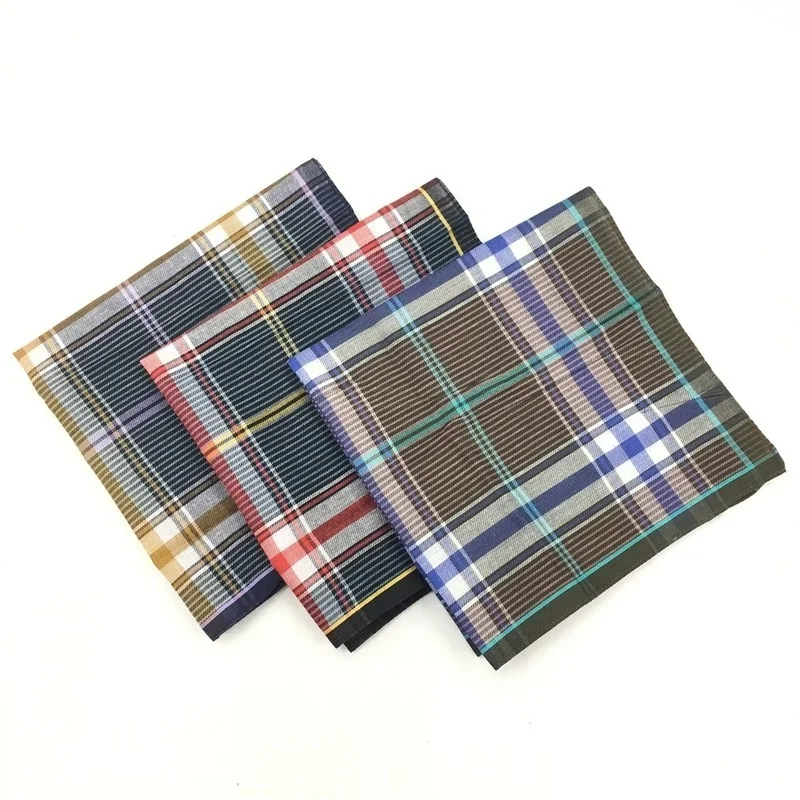 40 x 40CM Dark Men's Handkerchief Cotton Small Color Handkerchief Plaid Square Towel