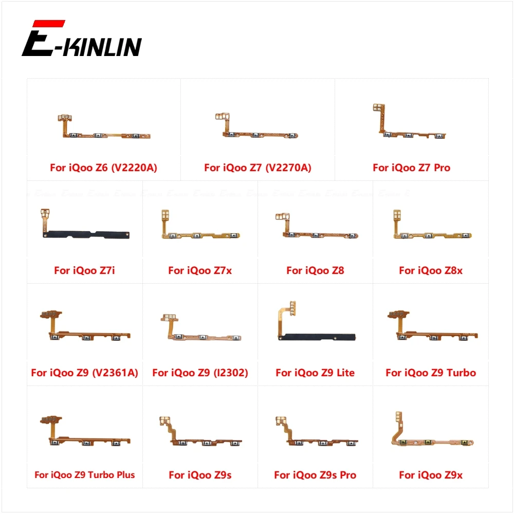 Mute Switch Power Key For Vivo iQoo Z6 Z7 Z7i Z7x Z8 Z8x Z9s Z9x Z9 Pro Plus Lite Turbo Volume Button Control Flex Cable Parts