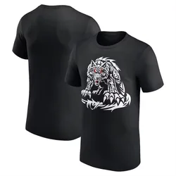 Jacob Fatu Wolf Black Men's T-shirt 2024 New Wrestling Hot Selling New Summer Women Short Sleeved Cotton Tee Casual Oversize Top