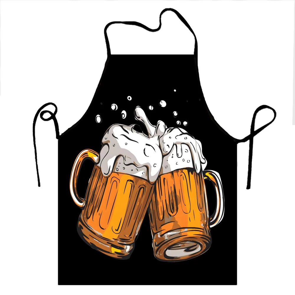 1 مريلة لمهرجان البيرة مع مطبوعات أكواب البيرة الإبداعية، مريلة طبخ متعة متينة ومريحة للتنظيف المنزلي، 50 × 70 سم