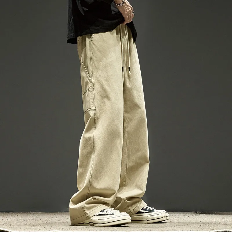 

Однотонные драпированные широкие вязаные спортивные штаны премиум-класса, мужские модные спортивные повседневные свободные расклешенные брюки, брюки длиной до пола