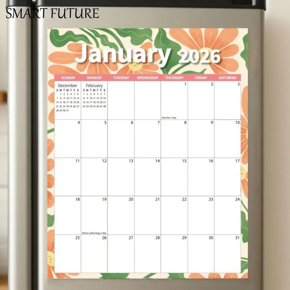 

Прочный креативный английский магнитный календарь, красочная плотная бумага, 12-месячный календарь, список дел, INS 2026, календарь для домашнего использования