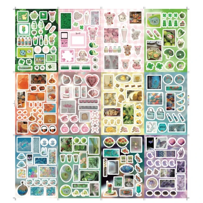 Kawaii Retro Anime Sticker for DIY Decor Scrapbook Journal Laser Glitter Cartoon Animal Sticker Laptop Phone Shell Sticker