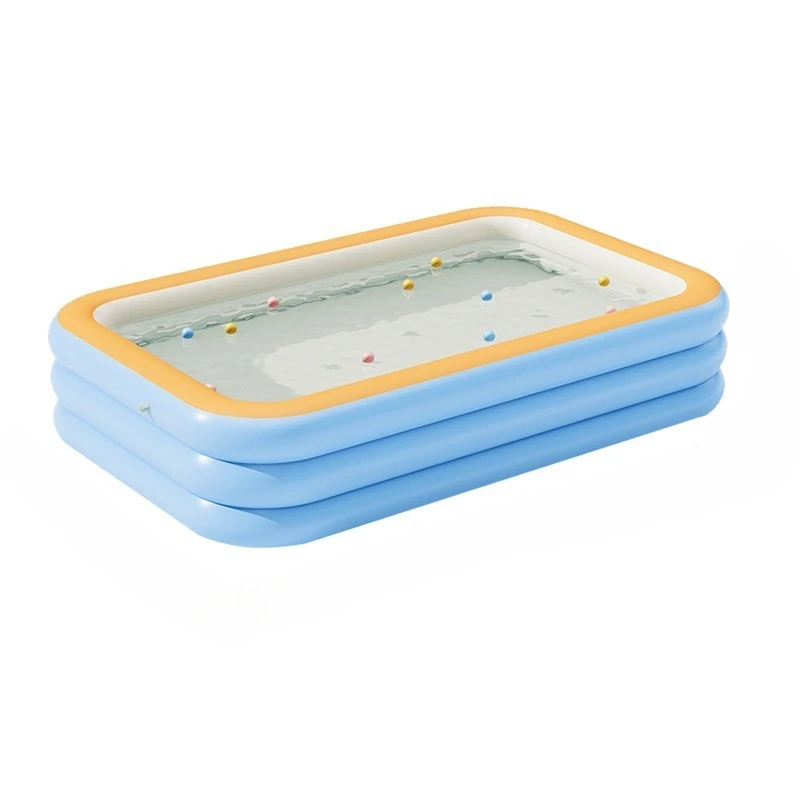 150cm / 210cm / 300cm Blue and Yellow Three-tier Inflatable Swimming Pool for Summer Leisure Use in The Family’s Outdoor Garden