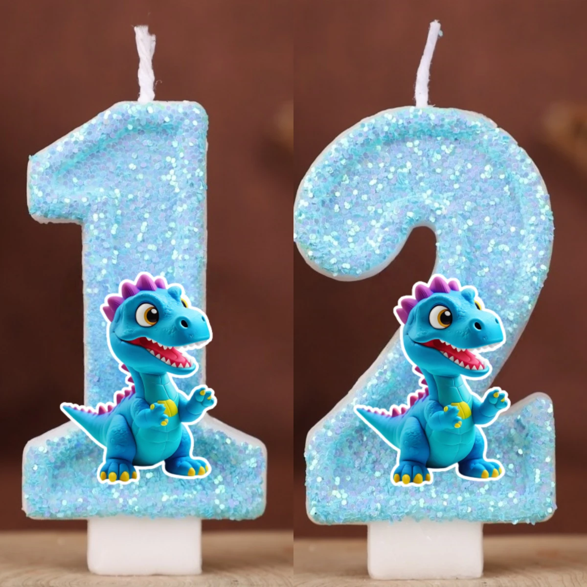 dinosaur T-Rex Digital Candle Number 0-9 Kids Birthday Cake Decoration Supplies Cartoon Anime Party Accessories Supplies