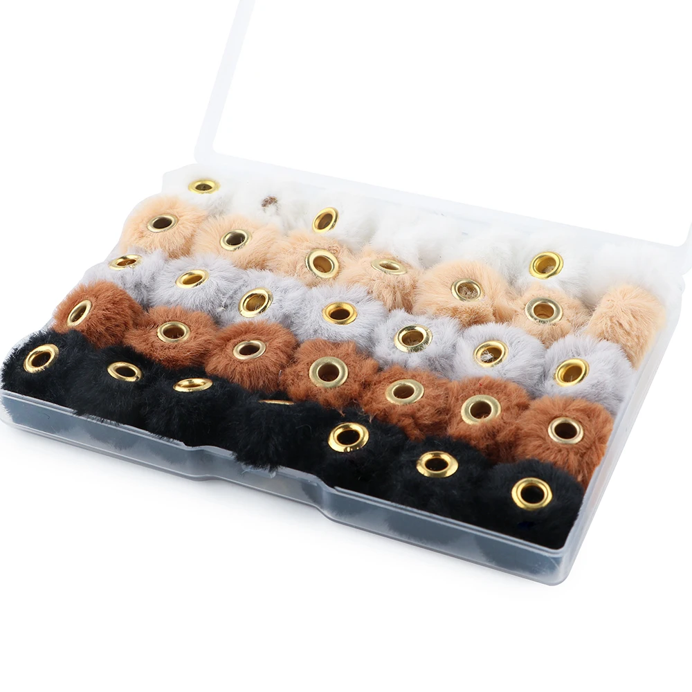Kovict 35pcs/Box 20mm Plush Fur Covered Ball Beads Straight Hole Charms DIY Pompom Pendant Necklace Earrings For Jewelry Making