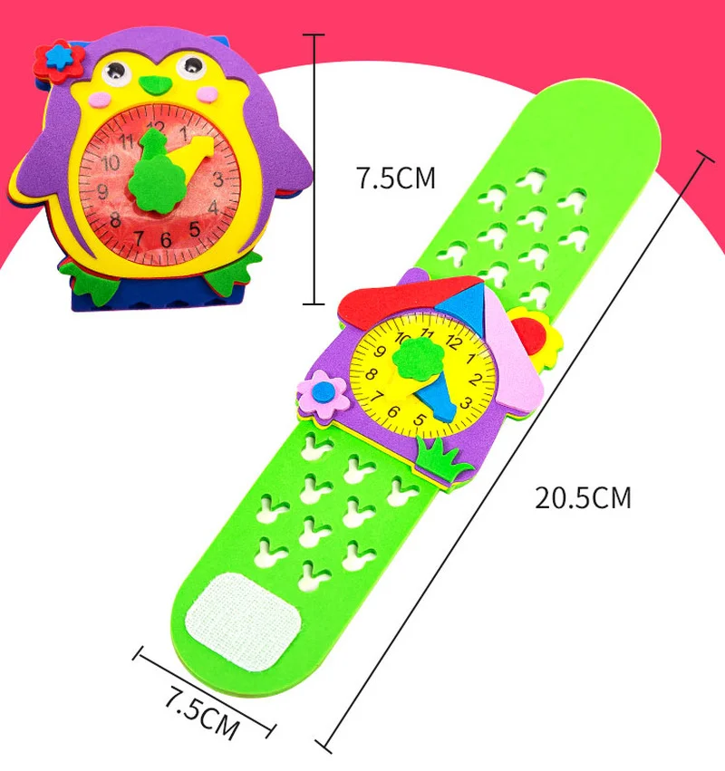 Kids Diy Cartoon Watch Handmade Art Craft EVA Paste Bracelet Toy for Children Kindergarten Creative Parent-child Activities Play