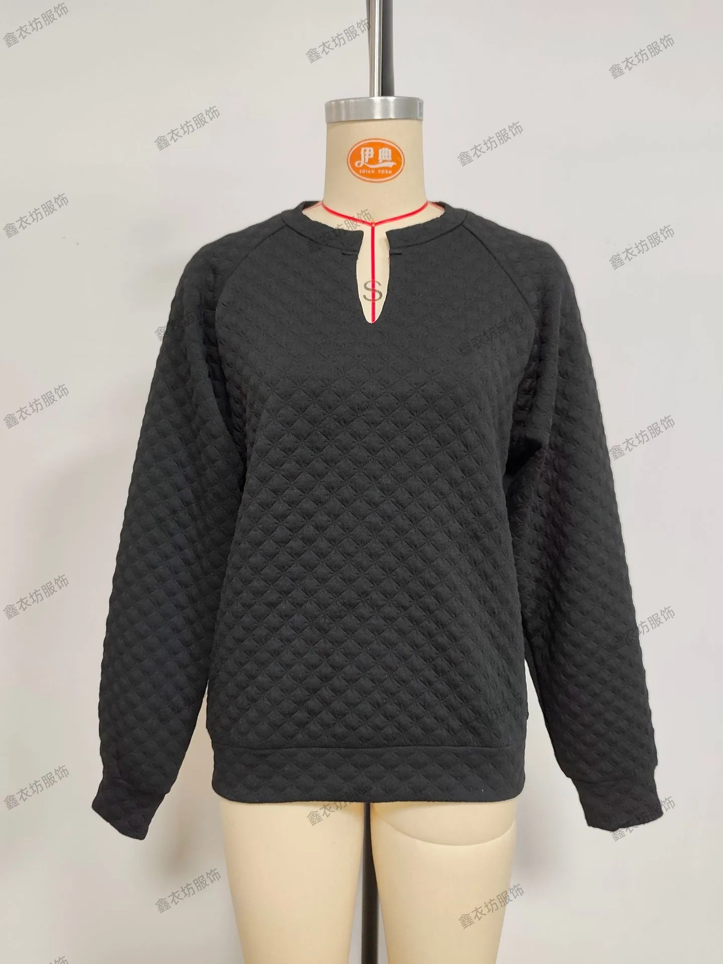 Casual Patchwork Slim Fit Hoodie with Regular Sleeve Elegant Commuter Mid Length Pullover Autumn Long Sleeve V Neck Women Hoodie