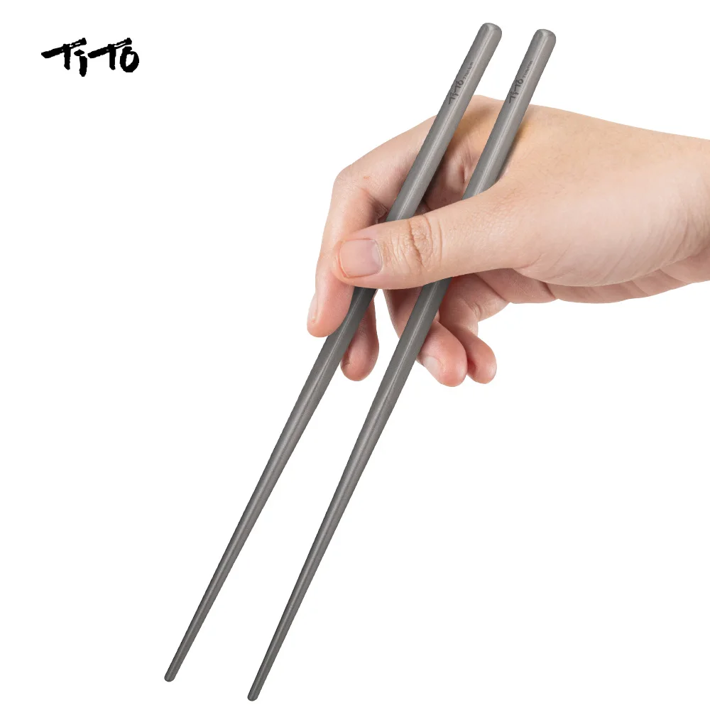 TiTo Outdoor Camping Tableware Titanium Alloy 6mm / 7mm  Hollow Chopsticks for Hiking Traveling Tableware Titanium Chopsticks