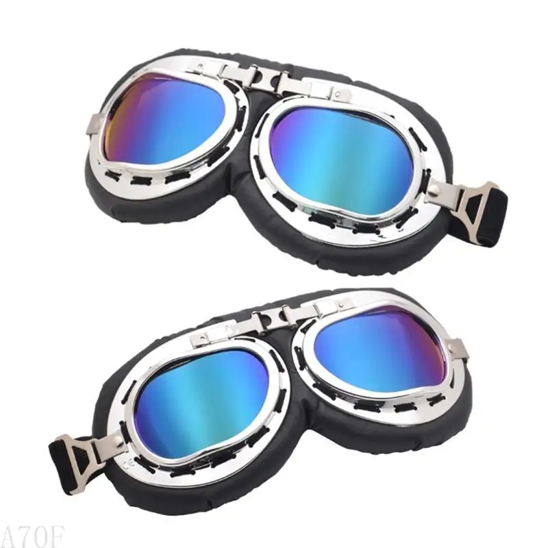 

A70F Motorcycle Goggles Retro Cruiser Scooter Goggle Glasses Dustproof Windproof for Men Women Adult Anti-Scratch
